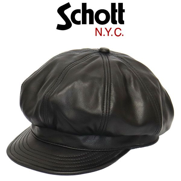 Schott (ショット) 2974001 3129113 LEATHER NEWSBOY CAP レザー