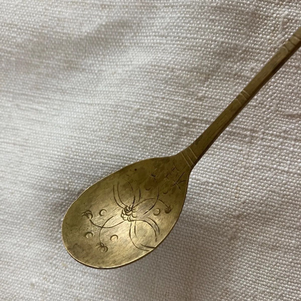 スッカラ 薬匙 中国 韓国 李朝 スプーン 朝鮮工芸 真鍮 骨董 古道具