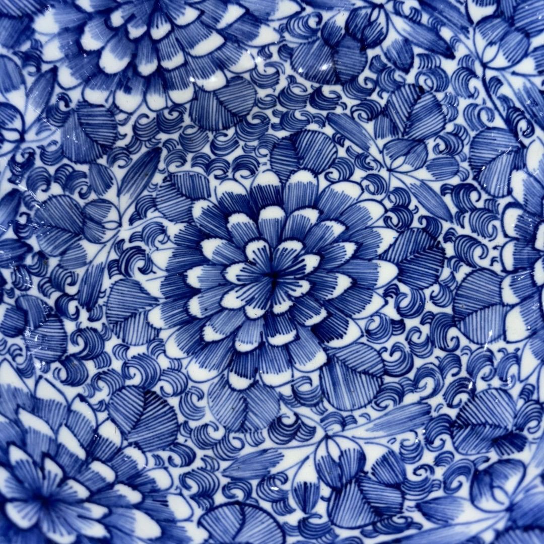 伊万里 古伊万里 染付 ベロ藍 花の図 蝶の図 伊万里 古伊万里 染付