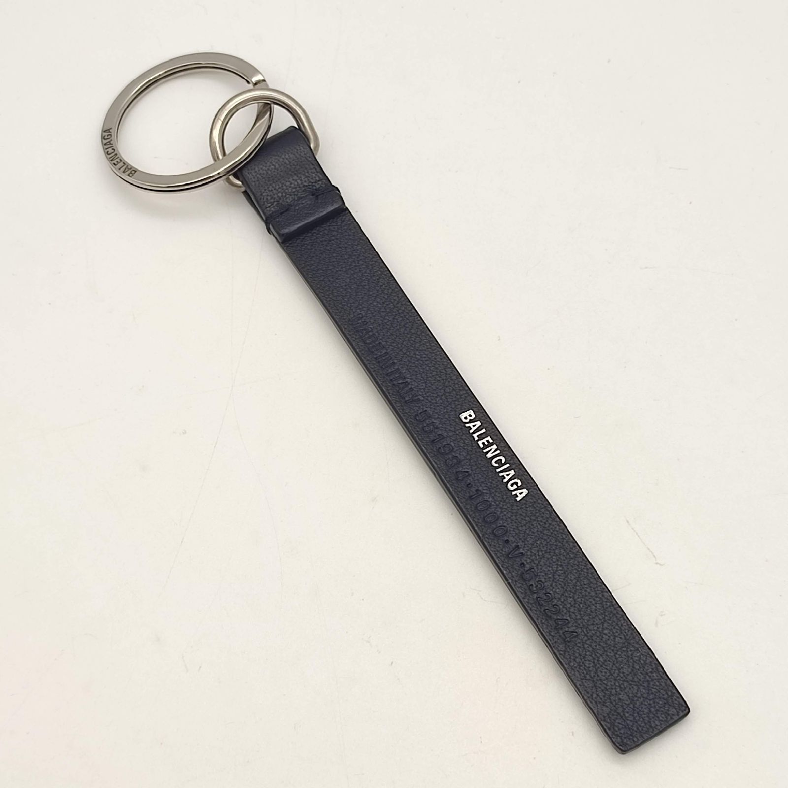 超美品】BALENCIAGA バレンシアガ ロゴキーリング ブラック レザー