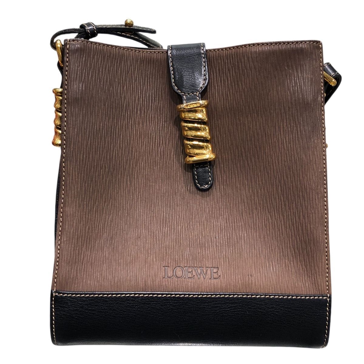 中古】 LOEWE ロエベ ベラスケス ショルダーバッグ ブラウン×黒