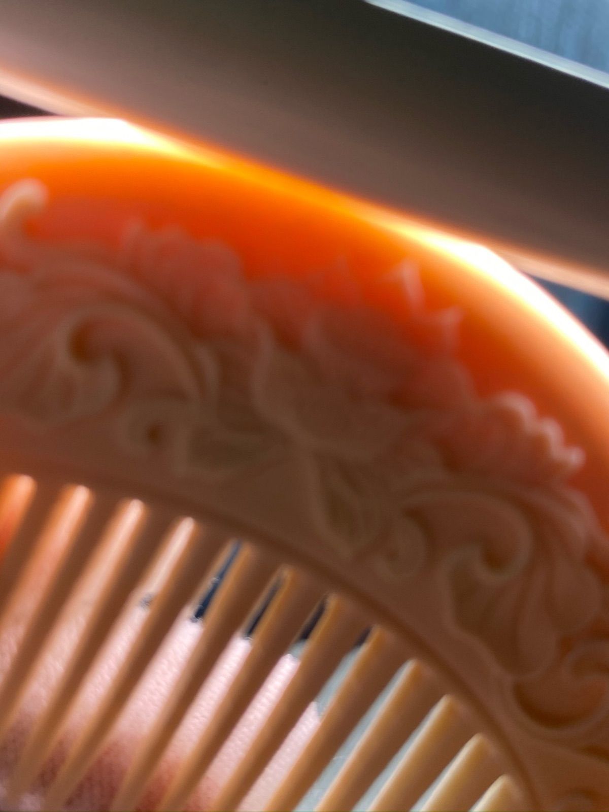 天然マンモス牙美しい手作り彫刻 一櫛百順 髪櫛(23g) 天然マンモス牙