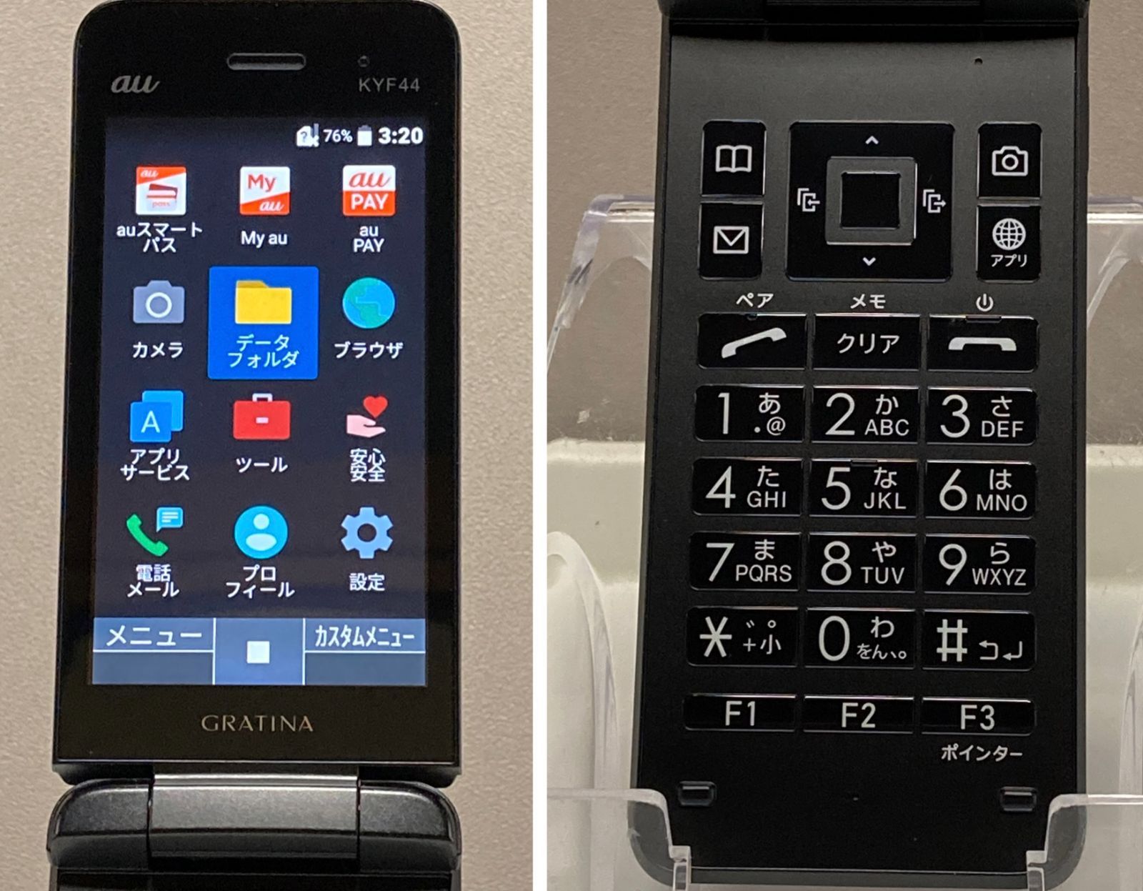 使用少 美品☆ SIMフリー au GRATINA KYF44 ブラック 4G LTE ケータイ
