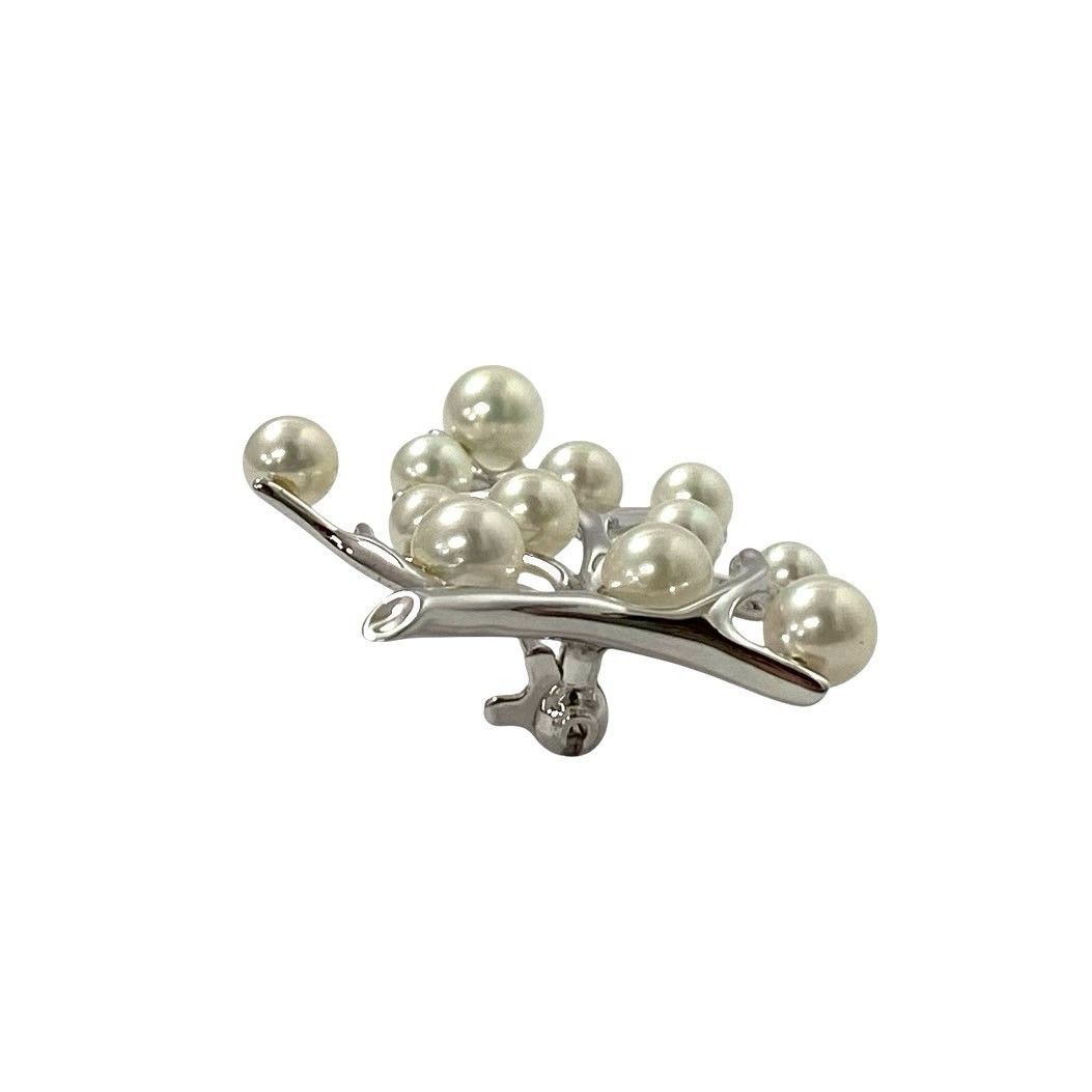 Y【MIKIMOTO】幸福の木 パール ブローチ SILVER/シルバー 総重量約4.5g