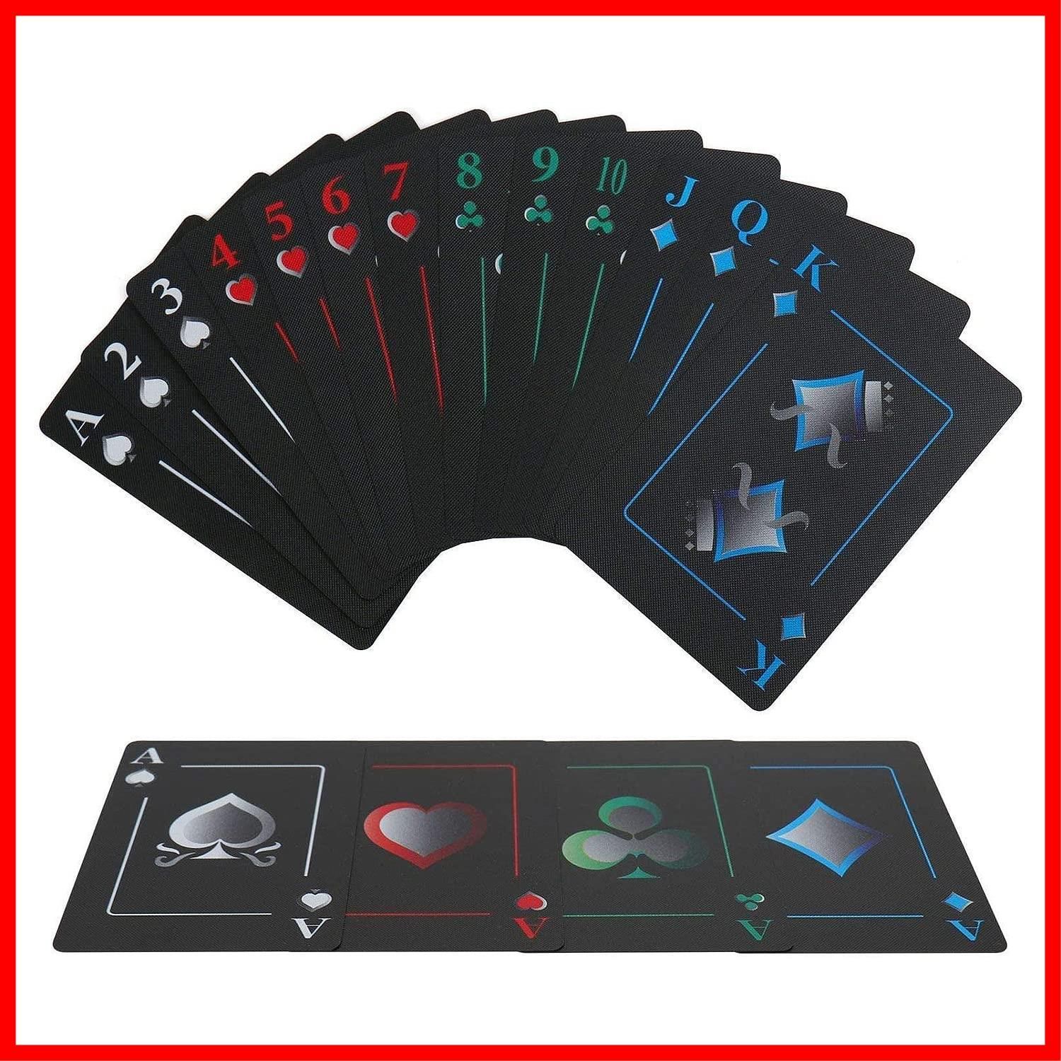 Joyoldelf トランプ プラスチック 54枚入り ブラック 防水 色褪せない