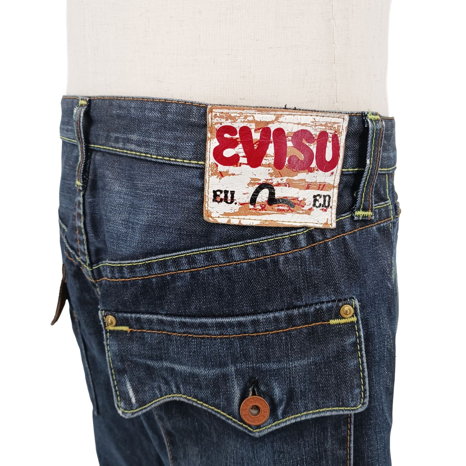 EVISU エヴィス EU ED ダメージジーンズ デニム 濃紺 33 - メルカリ