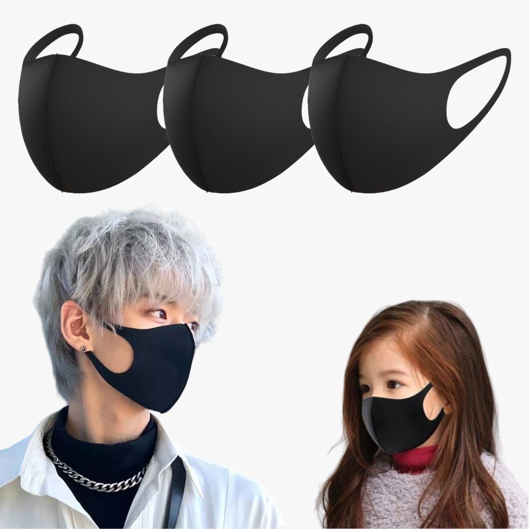 Z17】マスク 黒 3枚セット 3Dマスク 立体マスク ブラックマスク 洗える