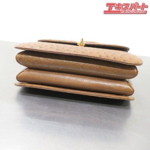 HAMANO ハマノ 濱野皮革工藝 オーストリッチ ハンドバッグ ブラウン