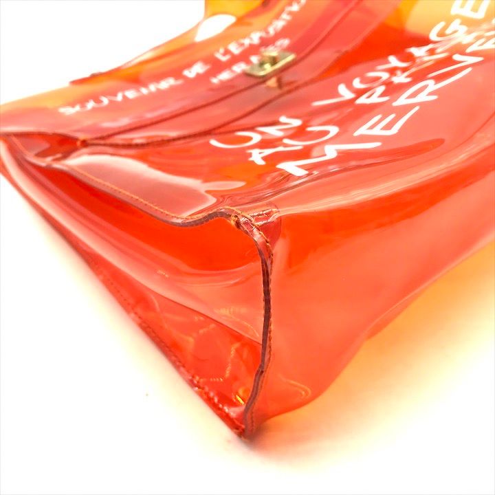 美品 HERMES エルメス ビニール ケリー ハンド バッグ オレンジ m11045