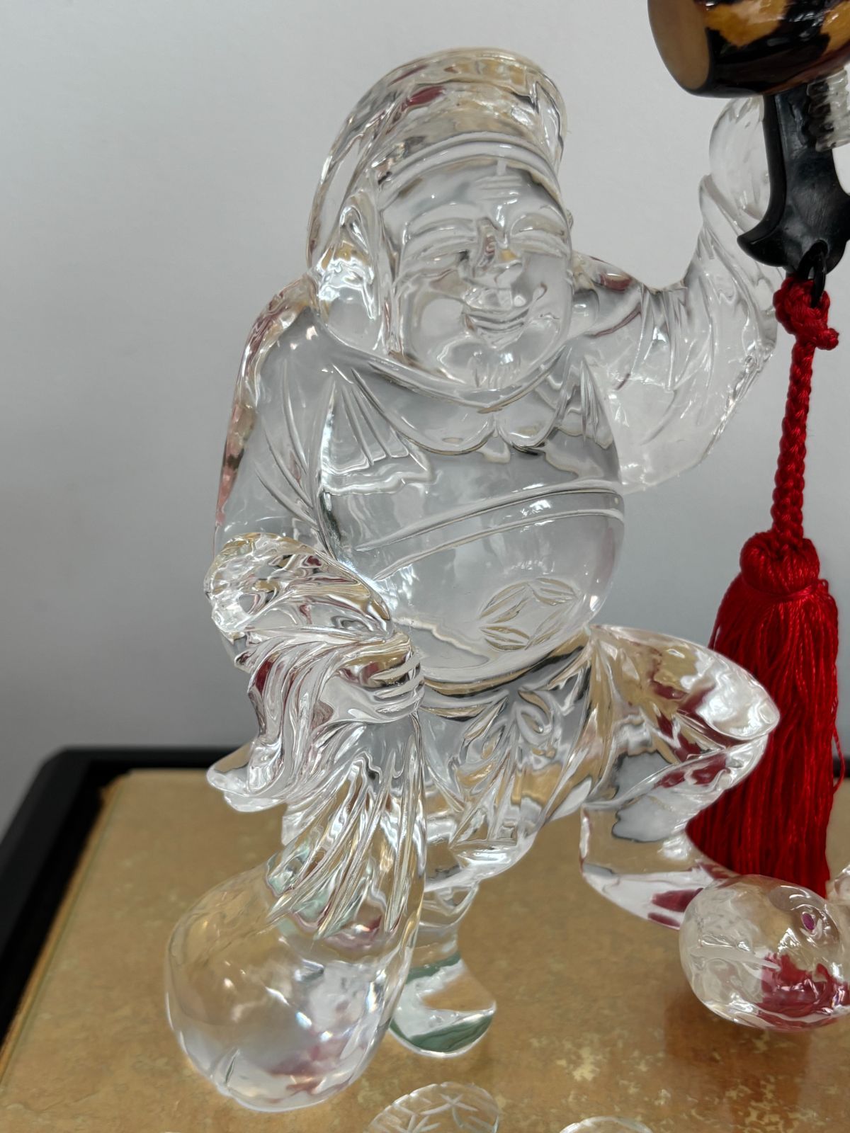 美品 天然水晶工芸品「恵比寿大黒」招福来運 日本伝統工芸正会員 一級