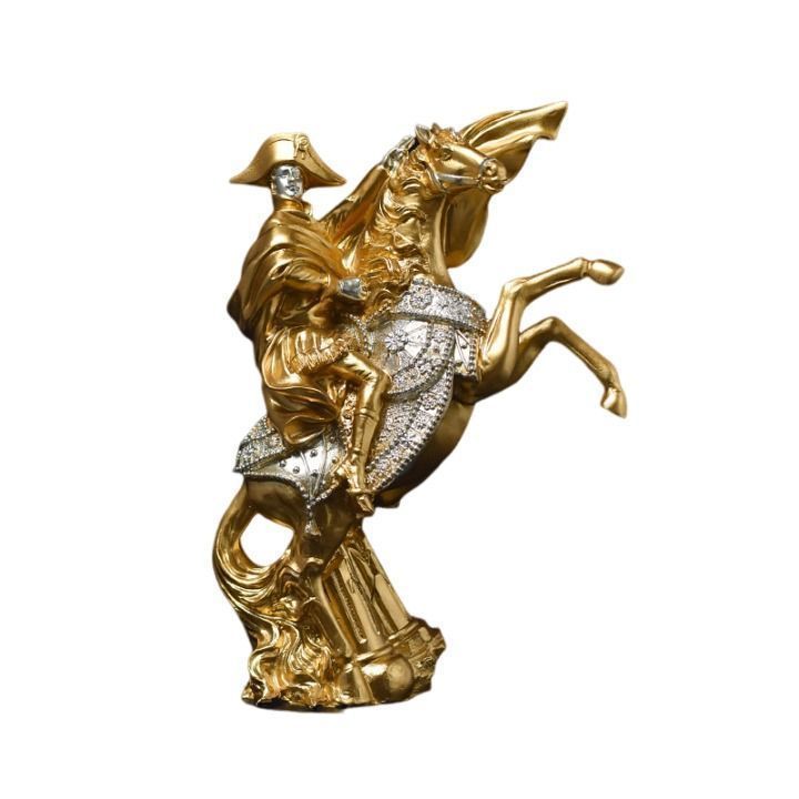 ナポレオン 騎馬像 勇姿 オブジェ レジン彫刻 肖像 ゴールド 置物