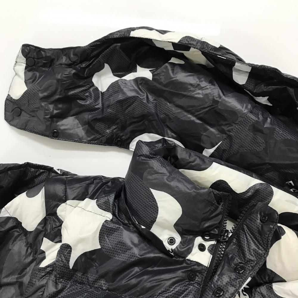 美品】パーリーゲイツ 4WAYダウンジャケット 黒×白 カモフラ柄 迷彩