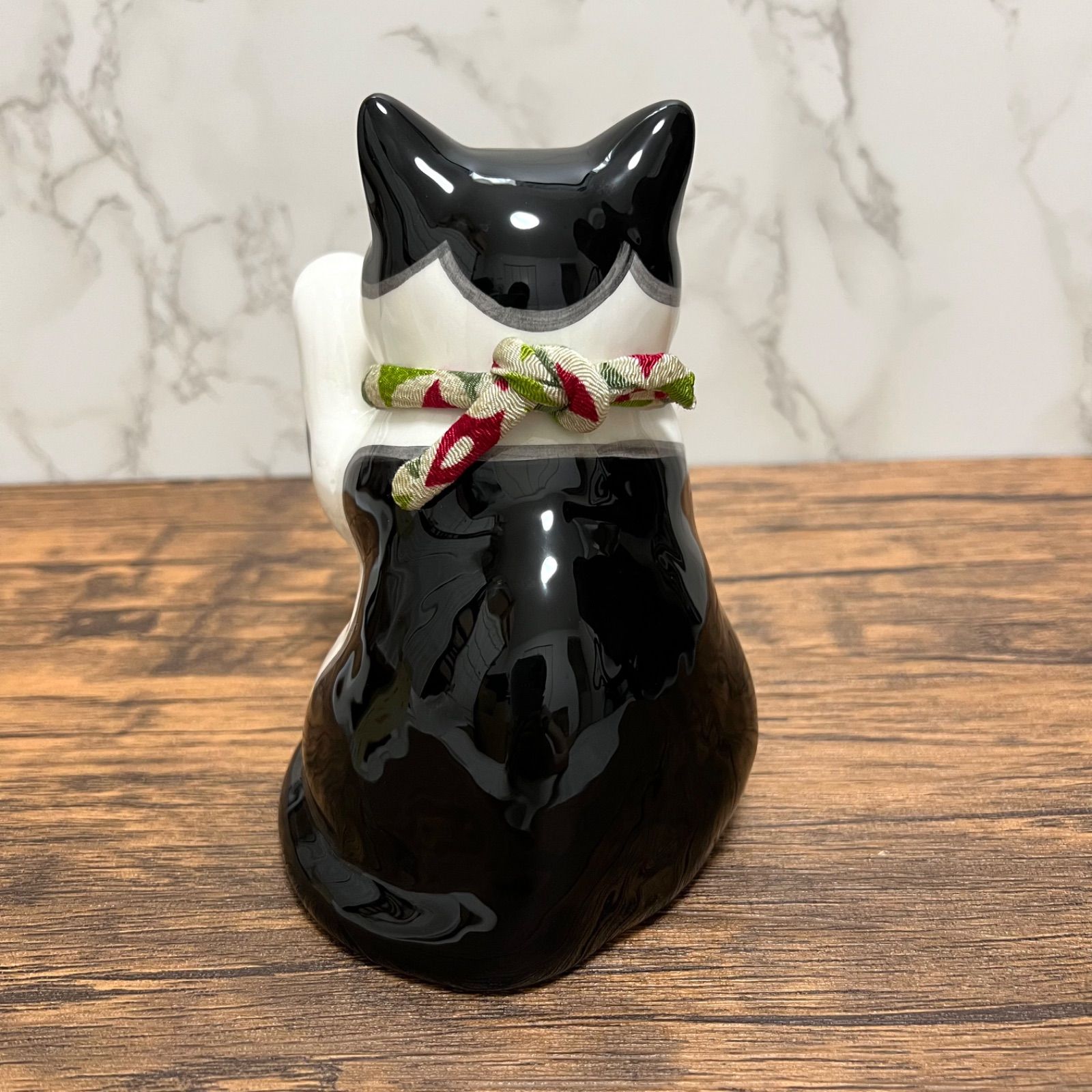 招き猫 うちの招き猫(ぶち) ブチ猫 ハチワレ 薬師窯 左手 千客万来