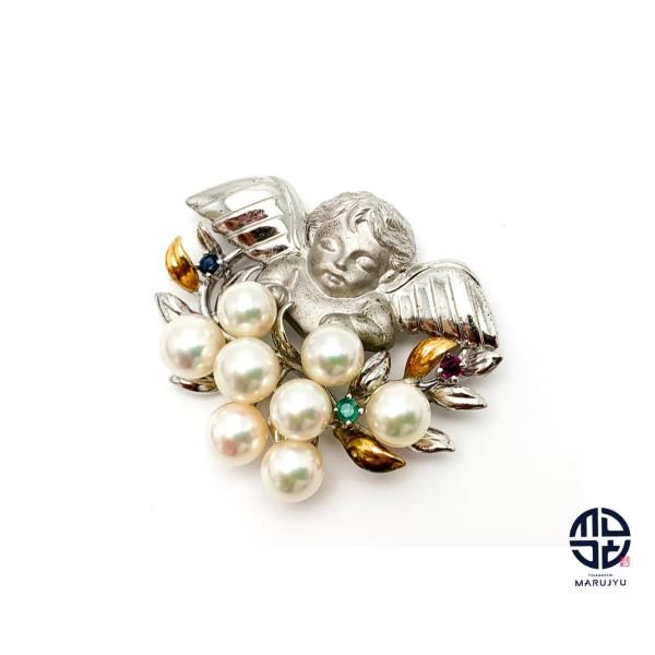 K18 シルバー 18金 コンビ アコヤパール 真珠 天使 ペンダント
