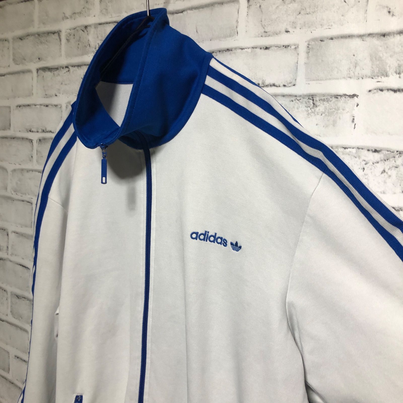 90s adidas トラック ショート ジップ ブルゾン ホワイト ブルー