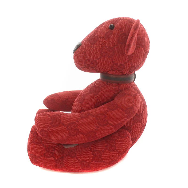 グッチ GUCCI テディベア ぬいぐるみ キャンバス GG柄 くま クマ 赤