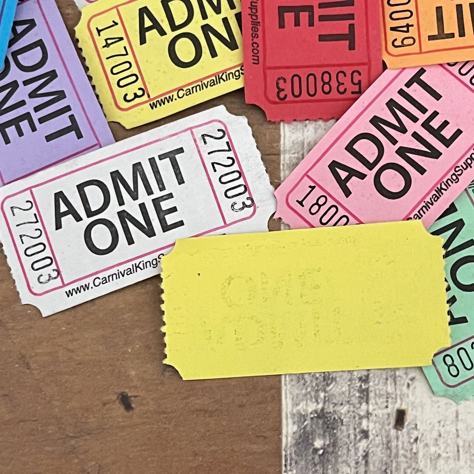 052・A-1379 アメリカチケット 240枚（8色×30枚）ADMIT ONE カラー