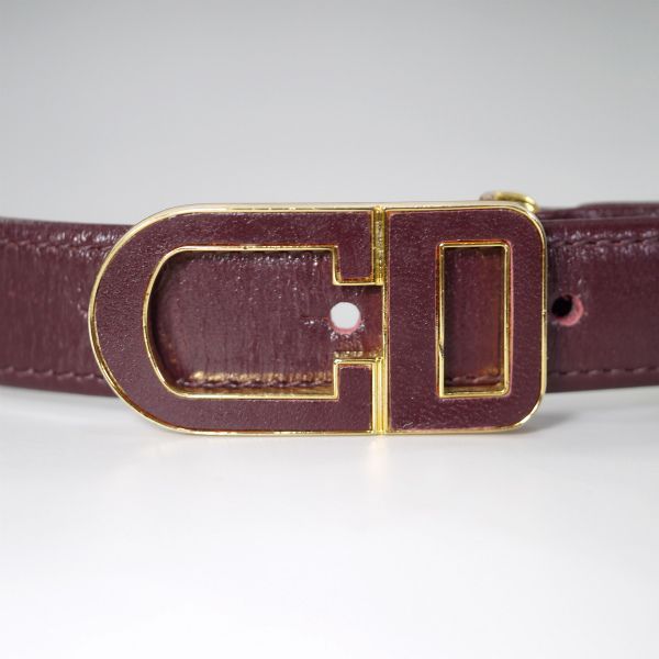 Christian Dior ロゴバックル レザーベルト（ボルドー） - メルカリ