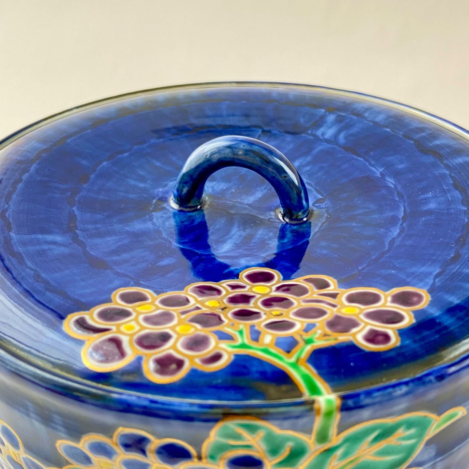水指 色絵 紫陽花 高野昭阿弥 共箱入 茶道具 茶器 陶磁器 古美術