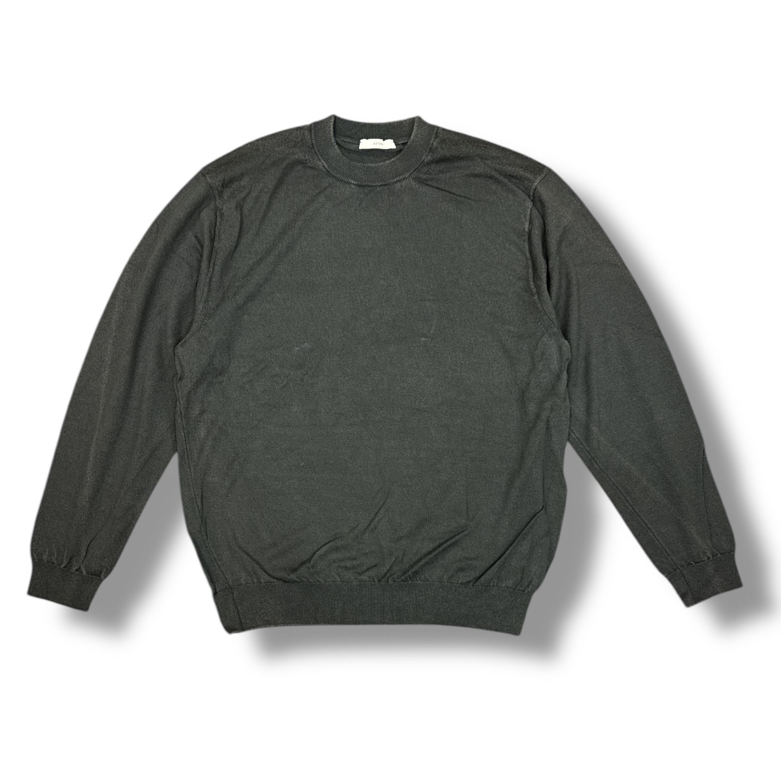 ATON GARMENT DYED SILK WASHI クルーネックセーター