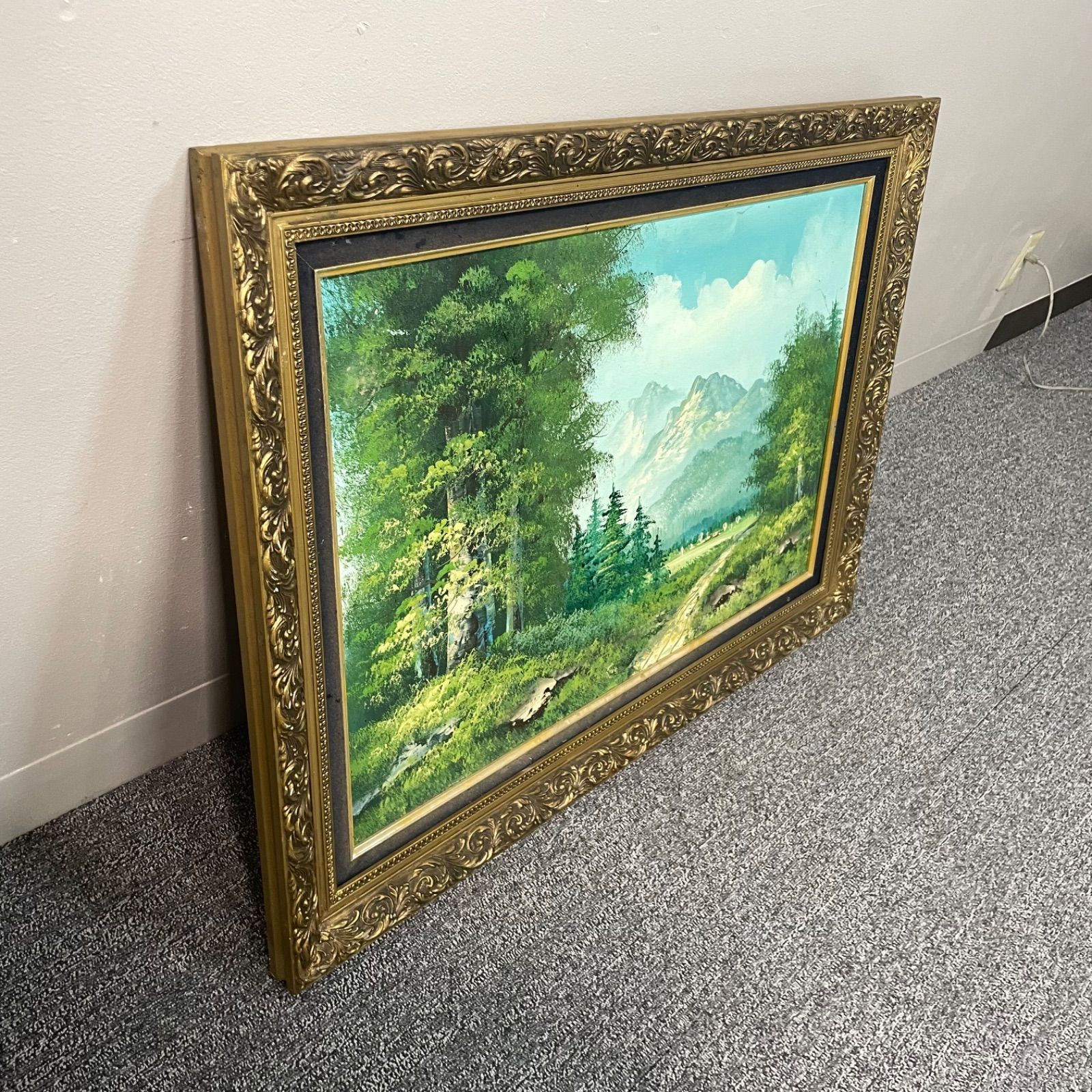 油絵 菅家令子 絵 絵画インテリア額付(銀) F4-072212 風景 夕陽朝陽