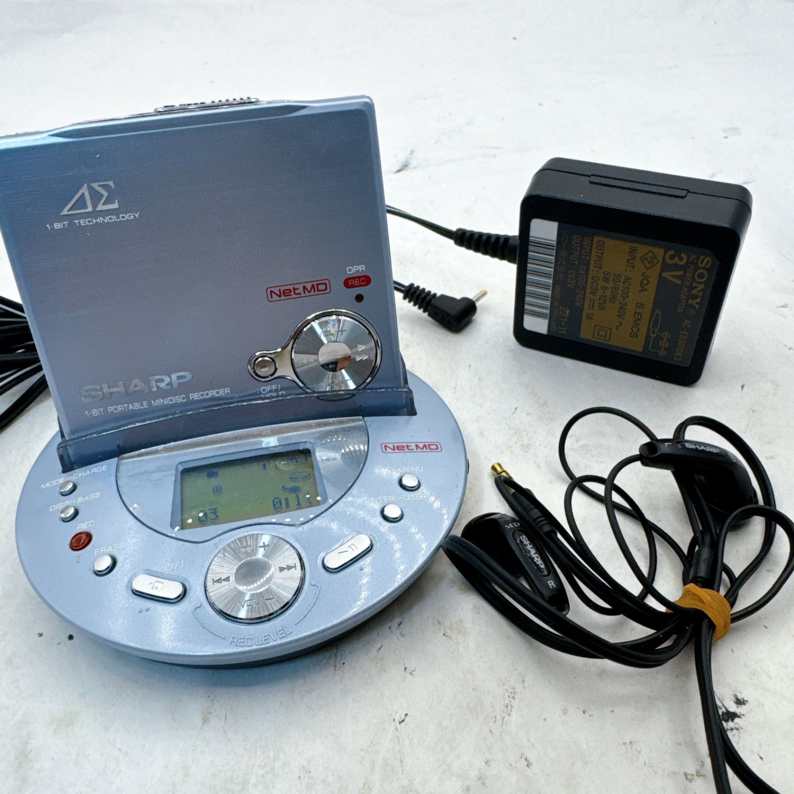 SHARP Auvi IM-DR80 ライトブルー NetMD ポータブルMDレコーダー 再生