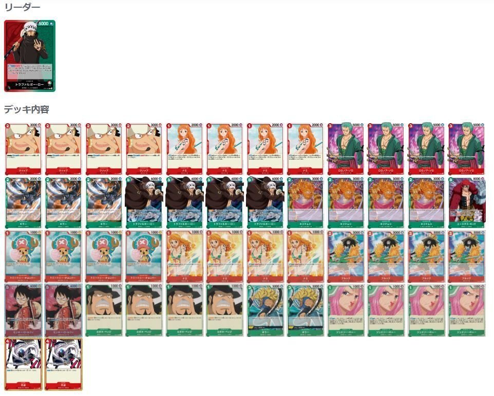 ワンピースカードゲームデッキ紹介「赤緑ロー」｜クロウ@YMD