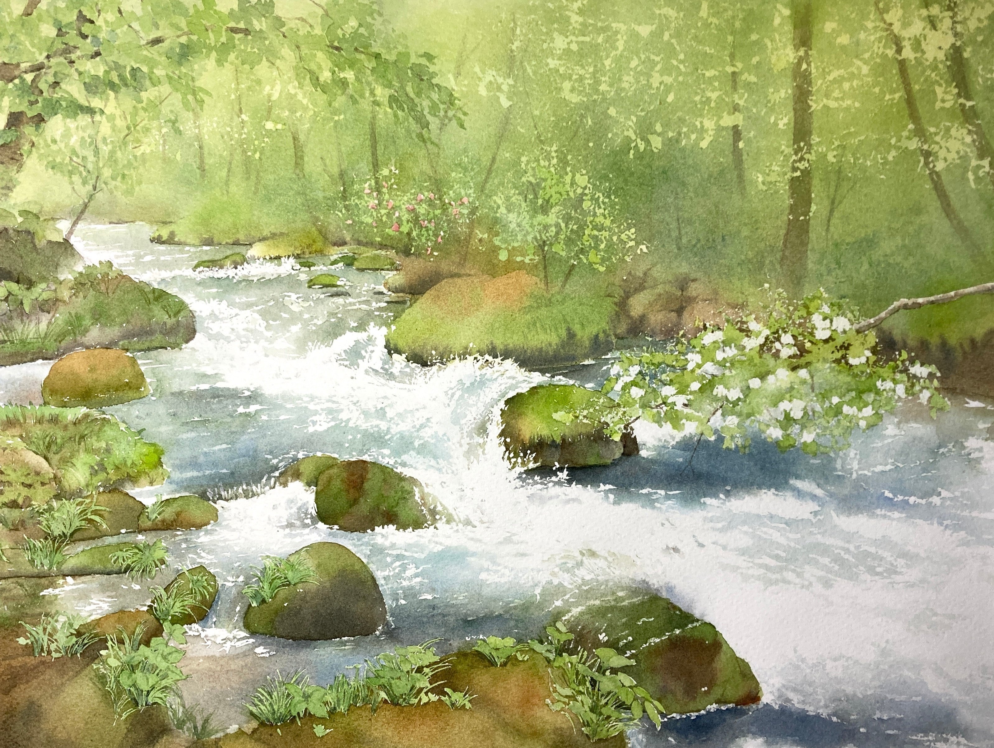 水彩画 奥入瀬渓流 メイキング｜風夜
