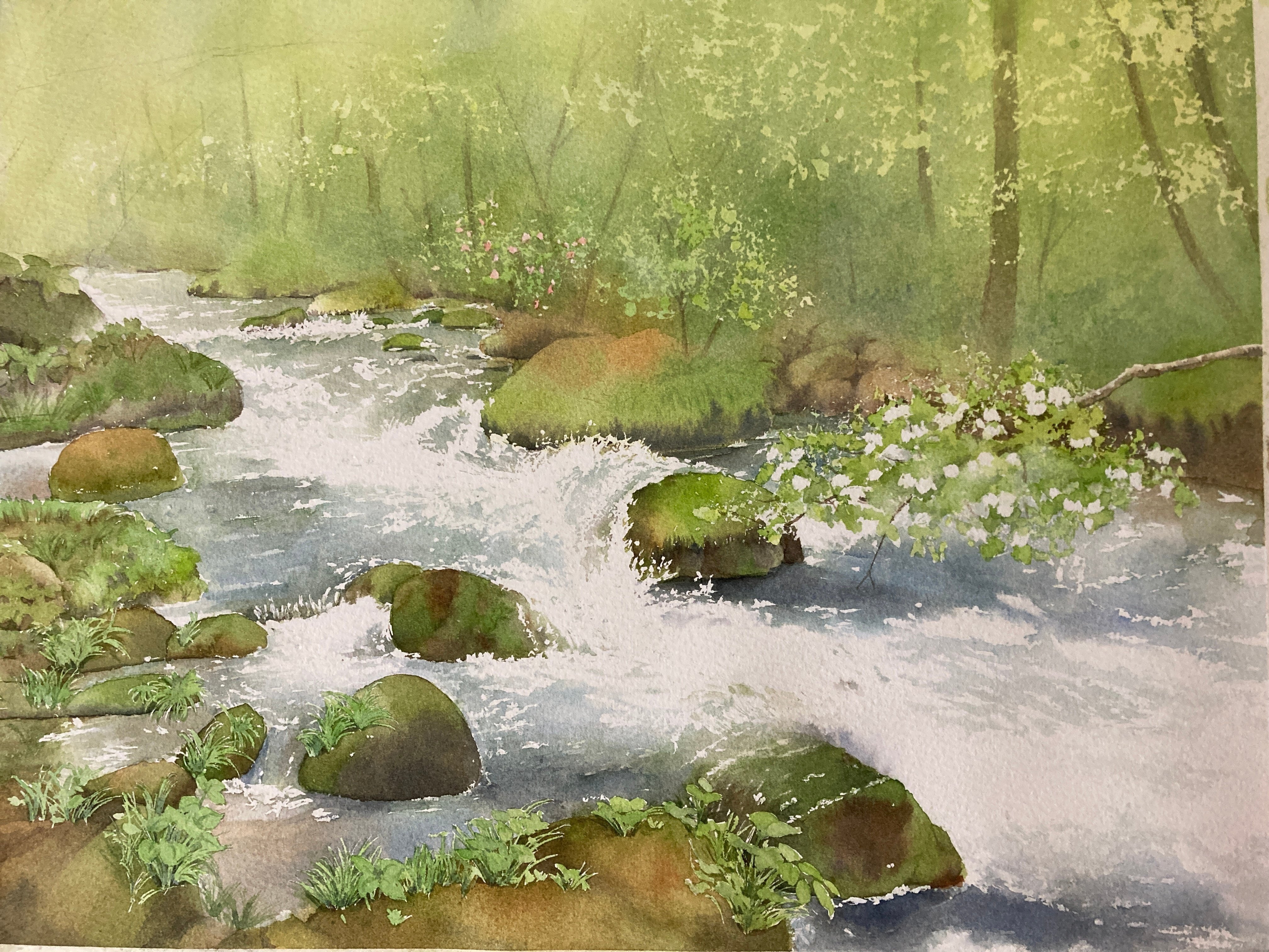 水彩画 奥入瀬渓流 メイキング｜風夜