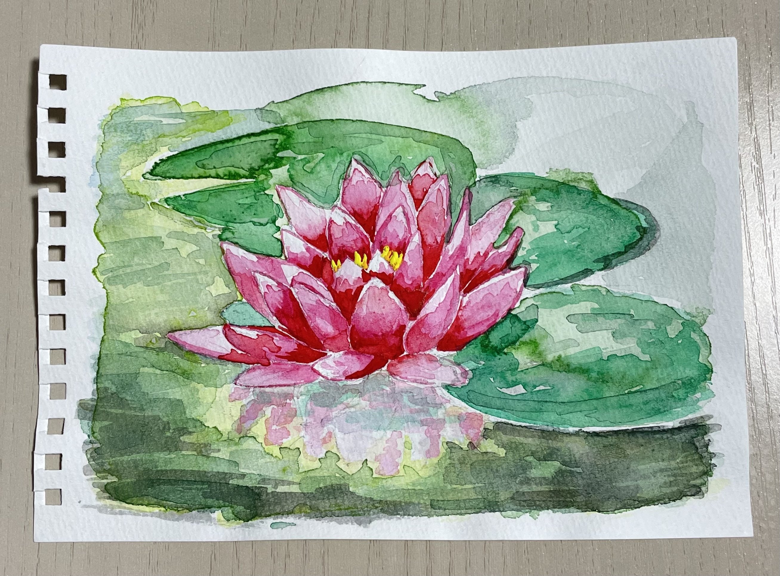 水彩画】蓮華、描いてみました！｜てんぷら さく子