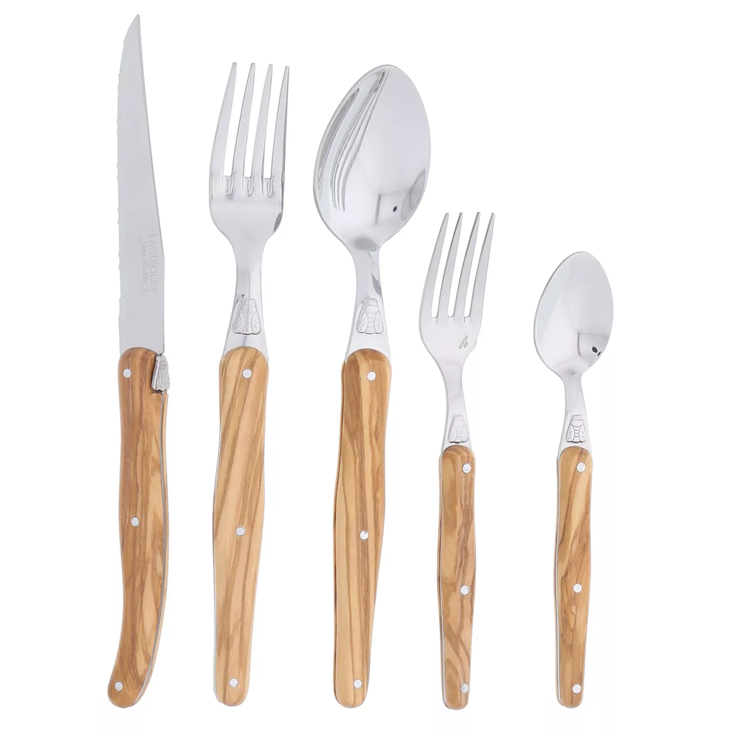 Dubost Olivewood Laguiole Flatware, Set of 20 | Sur La Table
