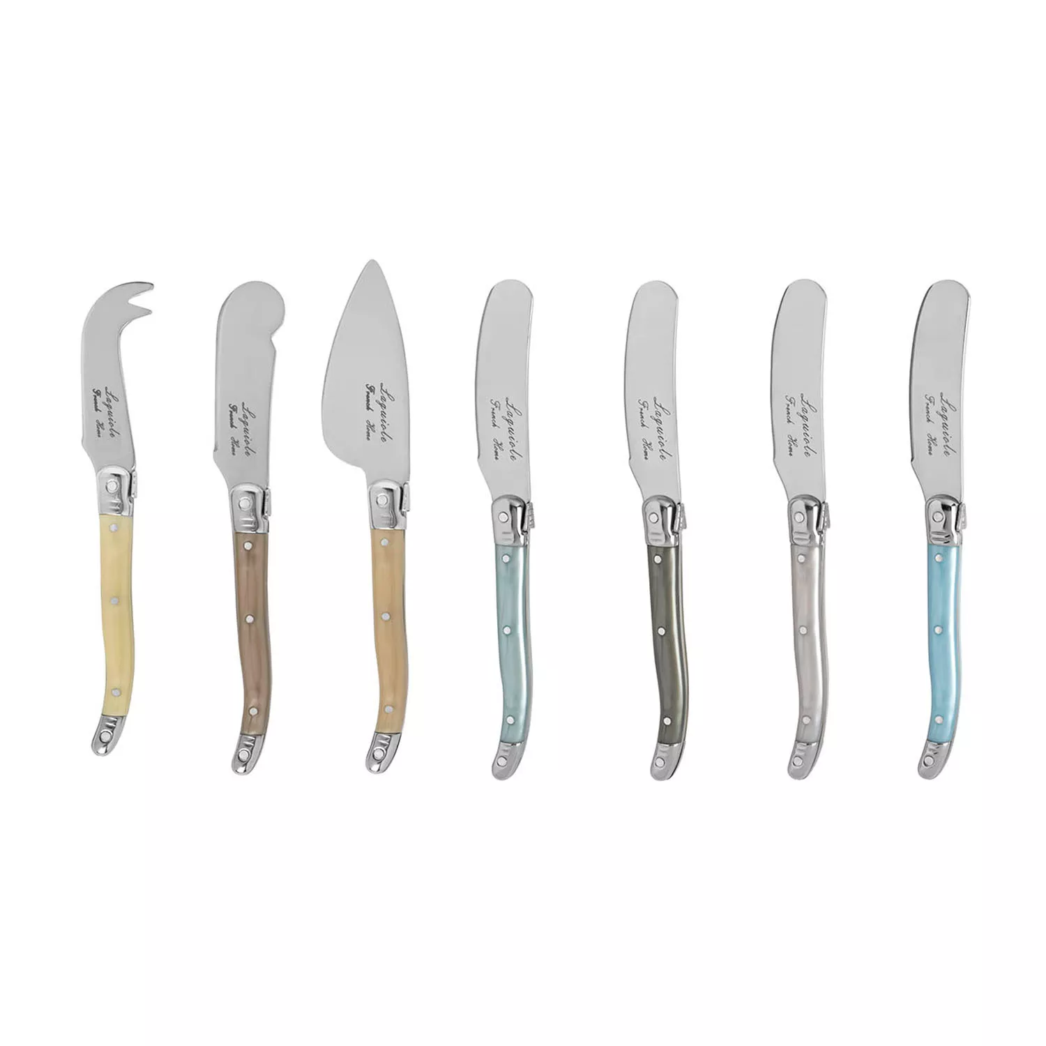 French Home Laguiole Mother of Pearl 7-Piece Cheese Knife Set