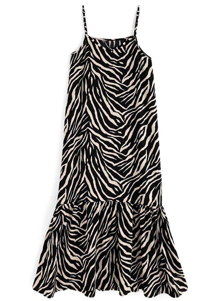 GRL(グレイル)の「ゼブラ柄ティアードキャミワンピース」 - PARTE