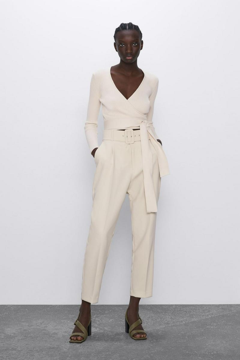 ZARA(ザラ)の「ベルト付きハイウエストパンツ」 - PARTE