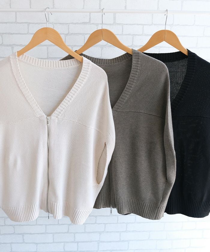 最終値下げ価格】ダブルジップコクーンニットベスト 春 夏 秋 アクア