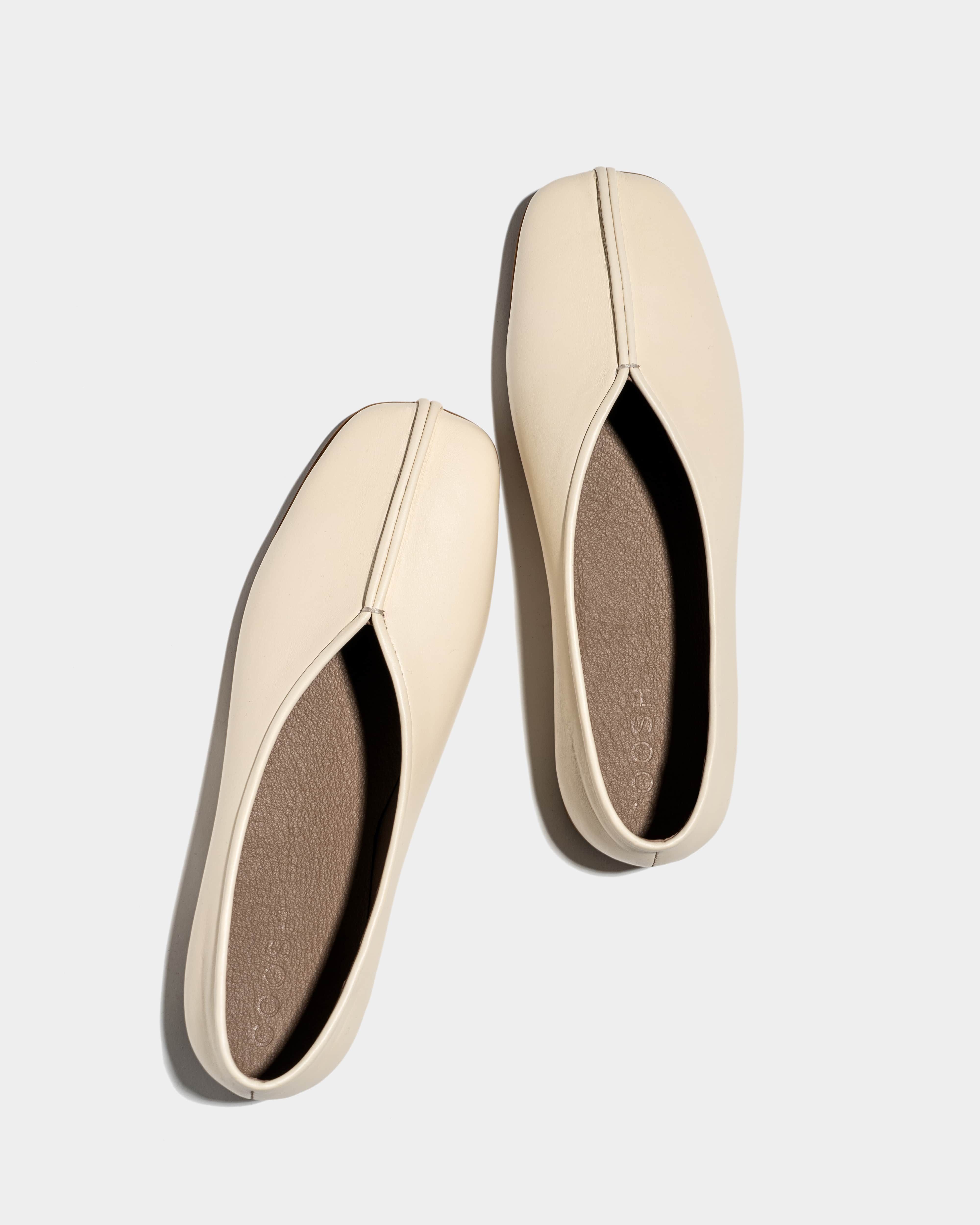 Square Toe Ballet Flats CALLA - Milky | COOSH