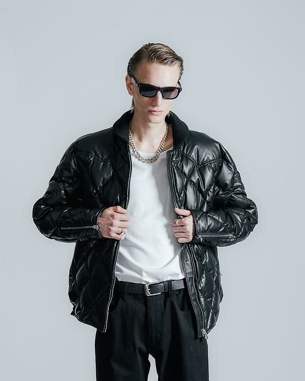 CRIMIE クライミー DIAMOND QUILT LAMB LEATHER DOWN JACKET