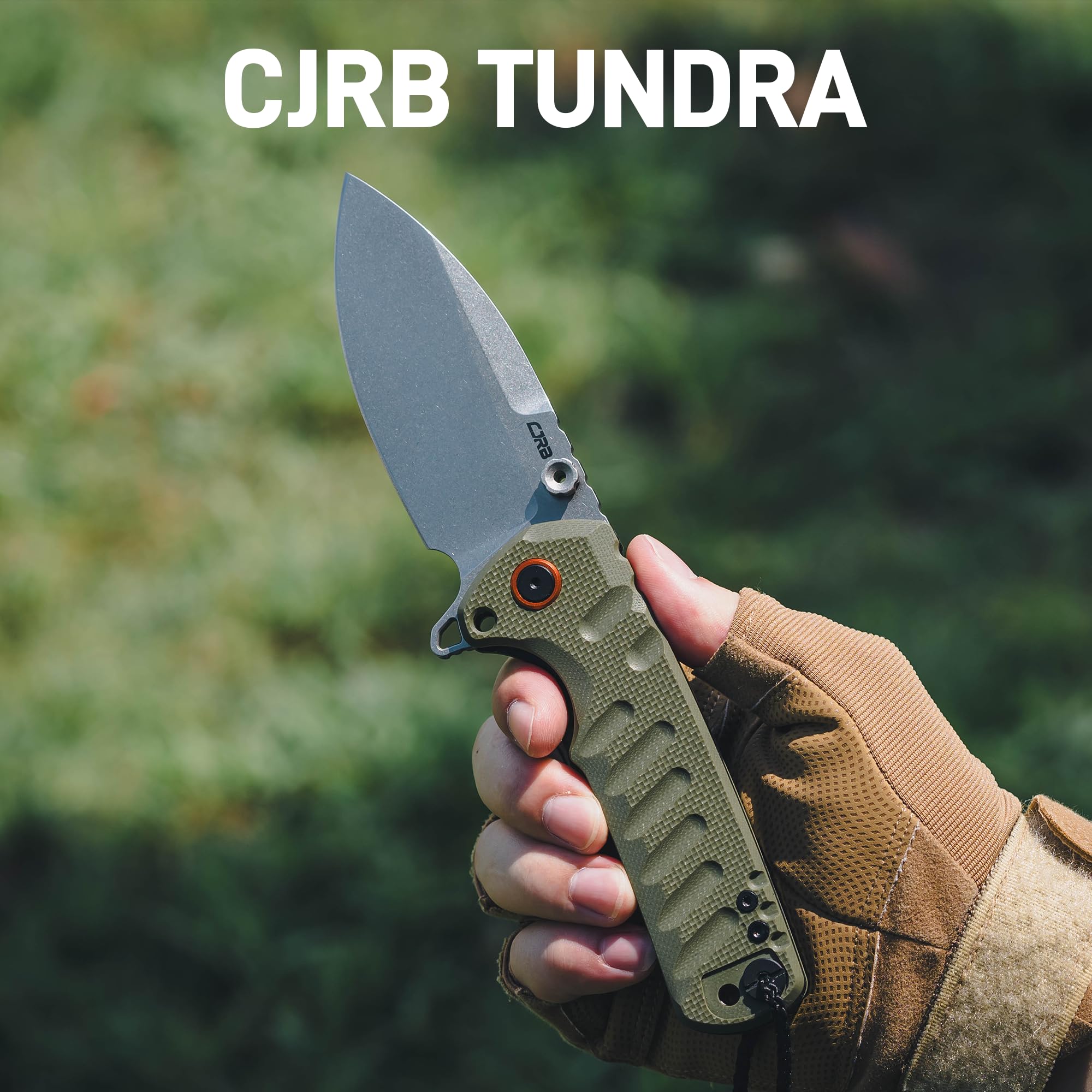 CJRB Tundra Liner Lock Flipper Knife Smooth Green G10 Han