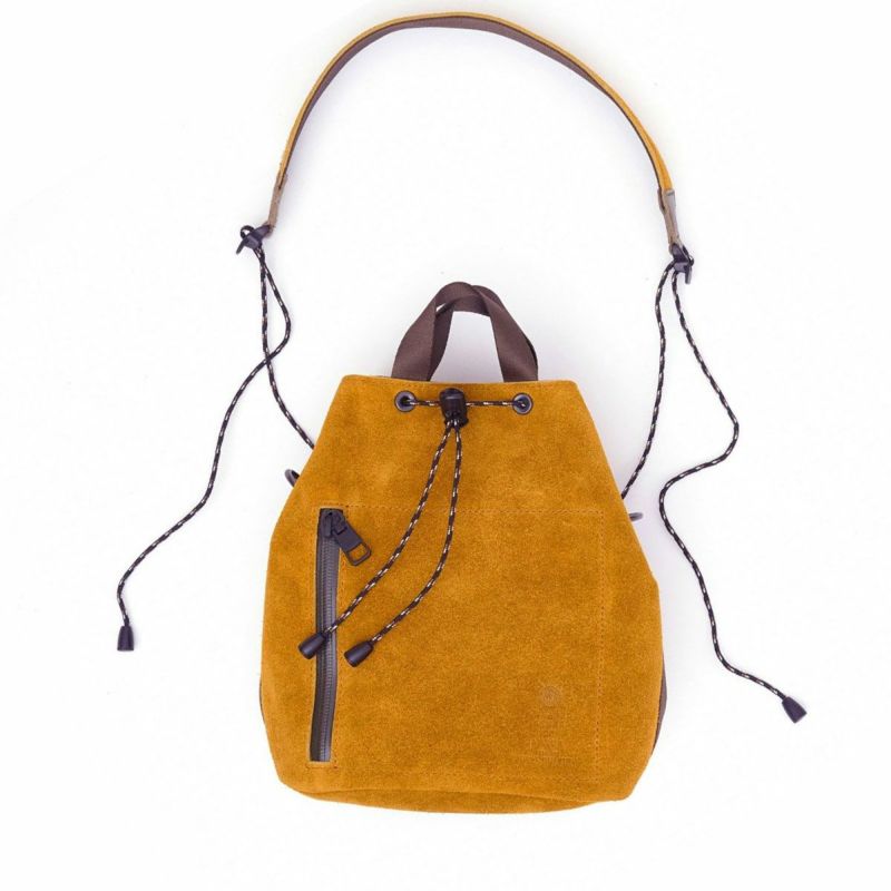 WATER PROOF SUEDE DRAWSTRING BAG/ORANGEウォータープルーフスエード