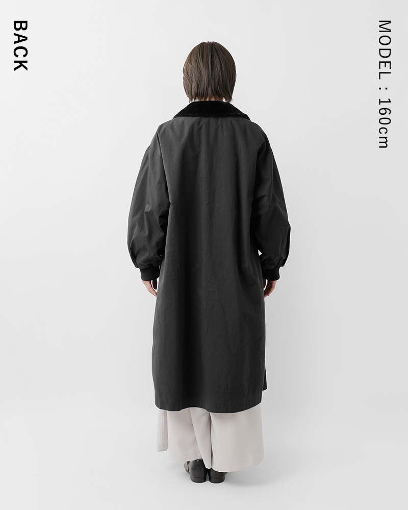 2953y美品 イザベルマラン ノーカラーボアロングコート 黒 2953y美品