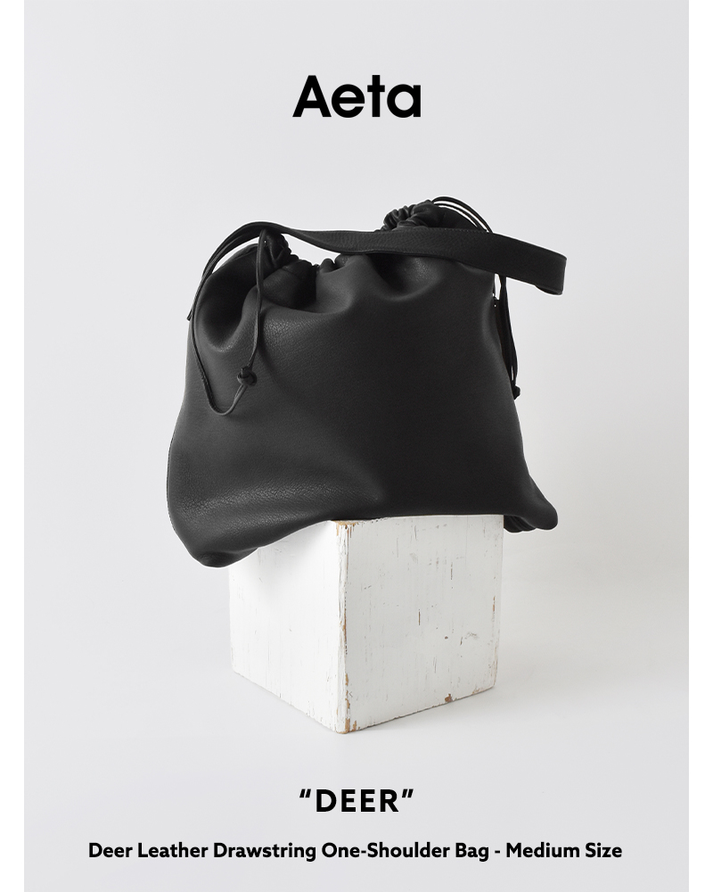 Aeta アエタ ディアレザー ドローストリング ワンショルダー バッグ M