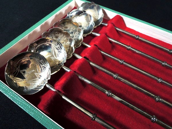 SILVER】 ストロースプーン 6本 SILVER刻印有り 約54g 銀製/シルバー