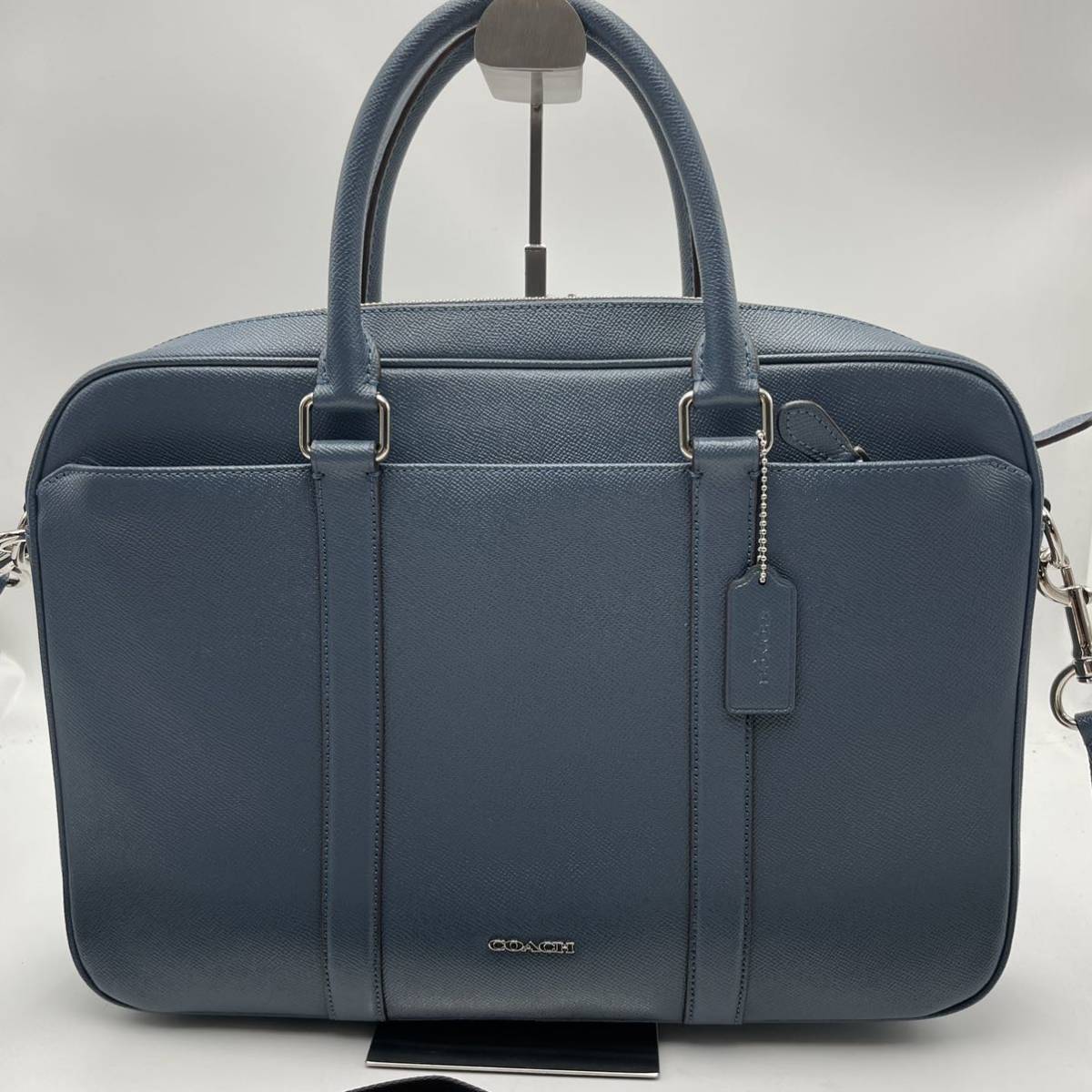 極美品 コーチ ペリー 2way ビジネスバッグ ブリーフ A4可 レザー 青