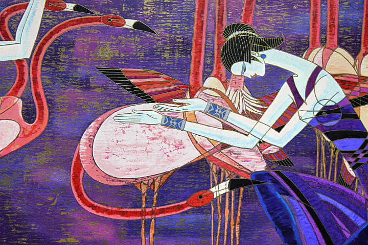 □丁紹光（ティンシャオカン） 【月夜の舞】 シルクスクリーン 直筆