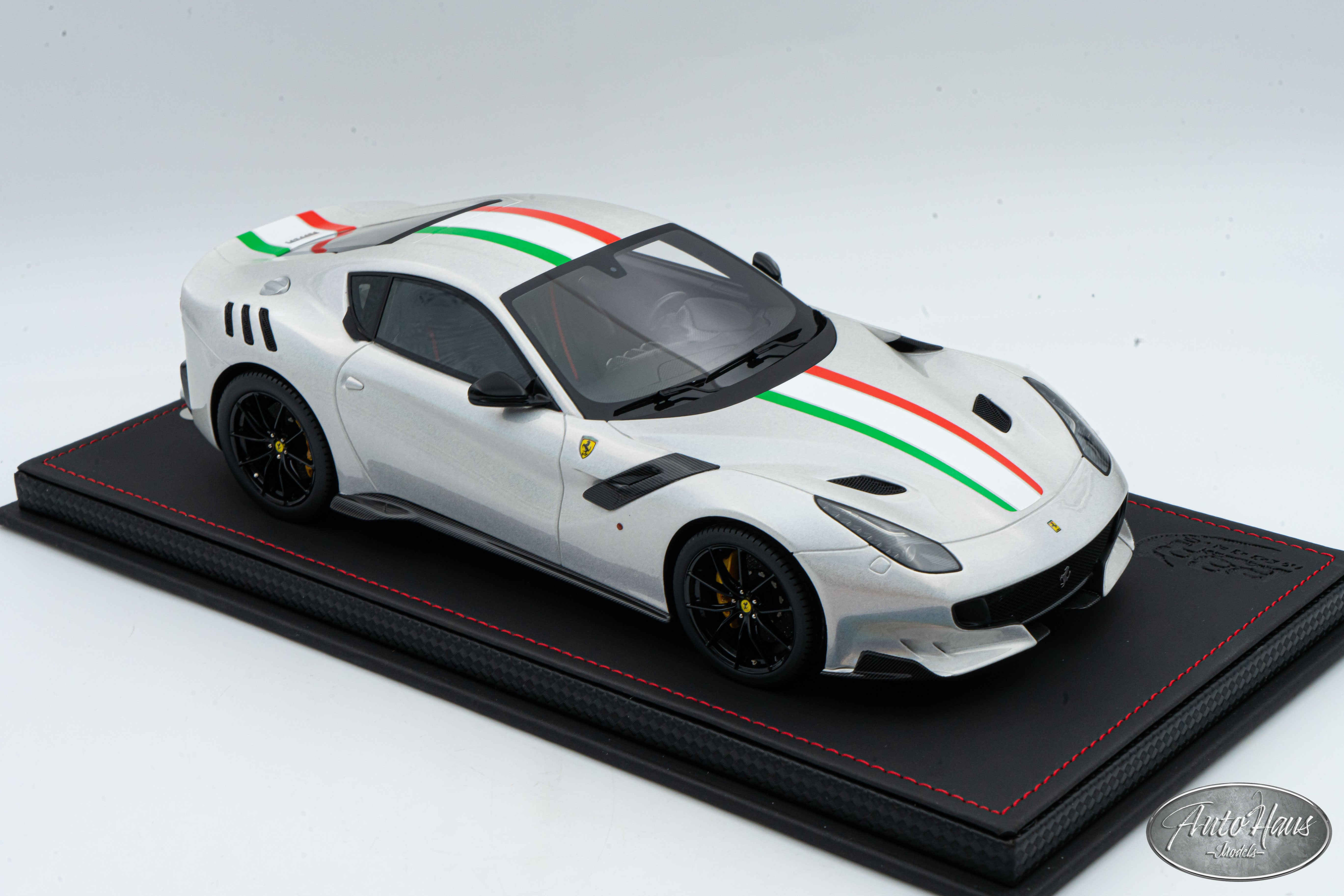 1/18 BBR Ferrari F12 TDF White with Italian Flag – AutoHaus Models
