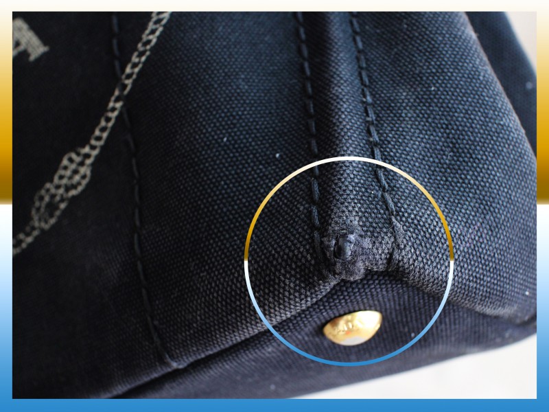 プラダ カナパ ファブリックハンドバッグのリカラー・四つ角修理 - 高