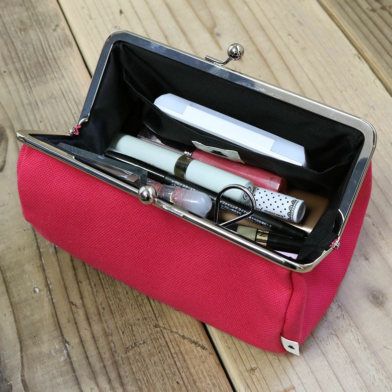 受注生産品】TAWARA型がま口コスメポーチ（大）【帆布・無地】 [M便 1
