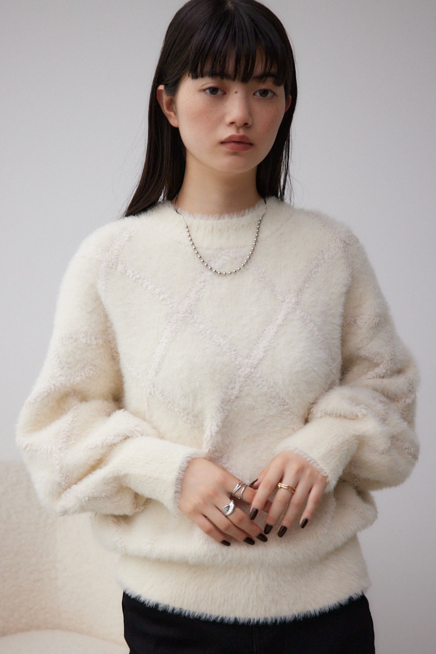 シャギーチェックニットトップス｜WOMEN｜250HAB70-542I｜AZUL BY