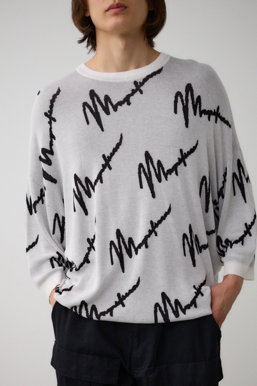 ロゴ総柄7分袖ニット｜MEN｜251HAC70-044G｜AZUL BY MOUSSY（アズール