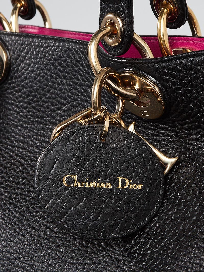 Christian Dior Black Pebbled Leather Medium Diorissimo Tote Bag